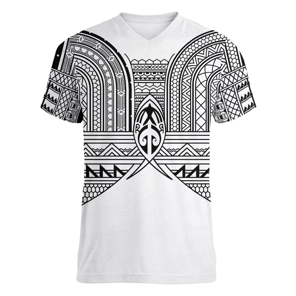 Philippines Igorot Tribal Inspired Women V-Neck T-Shirt White Version LT05 Female White - Polynesian Pride