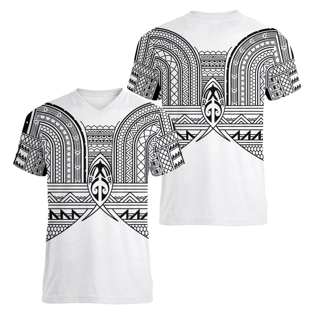 Philippines Igorot Tribal Inspired Women V-Neck T-Shirt White Version LT05 - Polynesian Pride