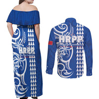 Samoa HRPP Party Couples Matching Off Shoulder Maxi Dress and Long Sleeve Button Shirt Polynesian Pattern LT05 - Polynesian Pride