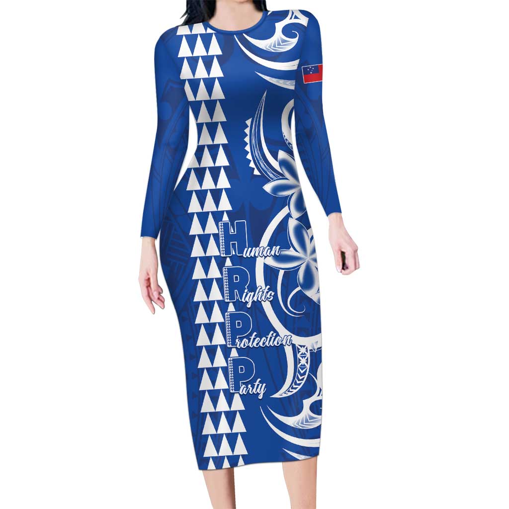 Samoa HRPP Party Family Matching Long Sleeve Bodycon Dress and Hawaiian Shirt Polynesian Pattern - Polynesian Pride