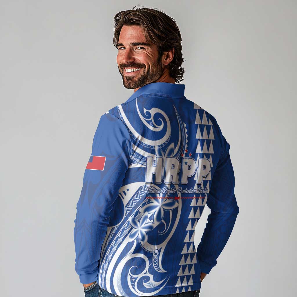Samoa HRPP Party Long Sleeve Polo Shirt Polynesian Pattern - Polynesian Pride