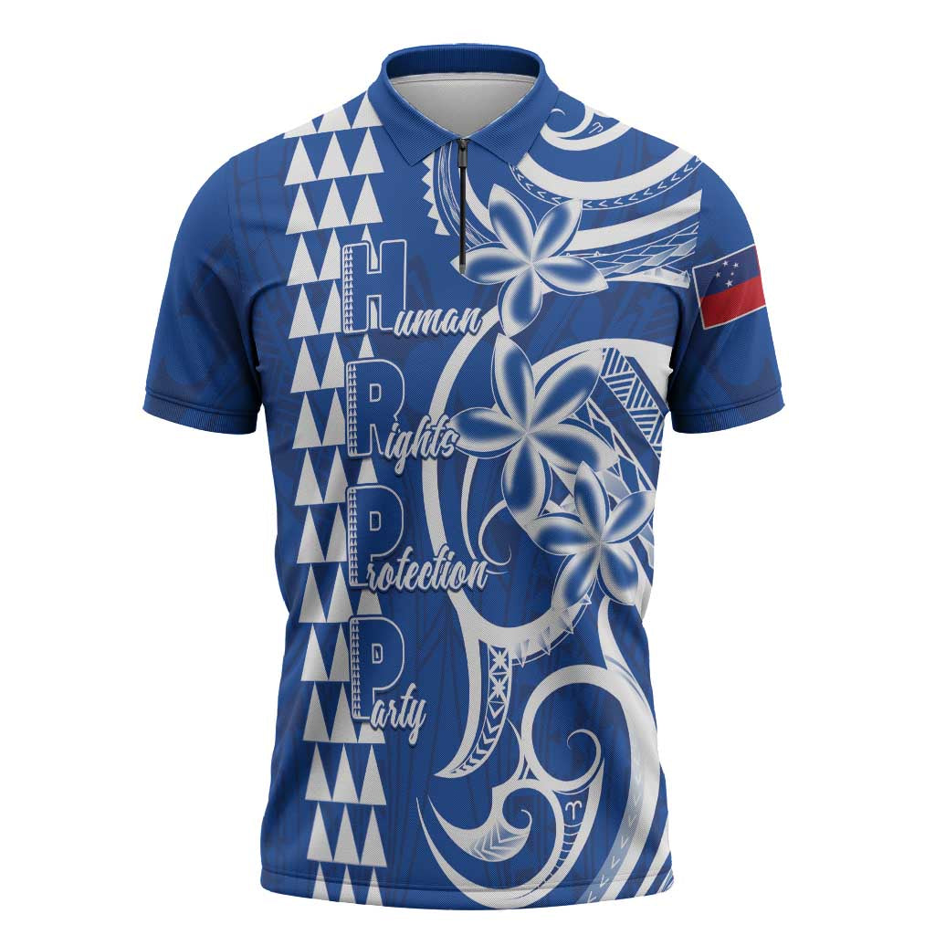 Samoa HRPP Party Zipper Polo Shirt Polynesian Pattern - Polynesian Pride
