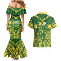 Samoa SUP Couples Matching Mermaid Dress and Hawaiian Shirt Samoan Coat Of Arms LT05 - Polynesian Pride