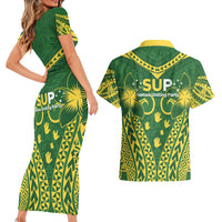 Samoa SUP Couples Matching Short Sleeve Bodycon Dress and Hawaiian Shirt Samoan Coat Of Arms LT05 - Polynesian Pride