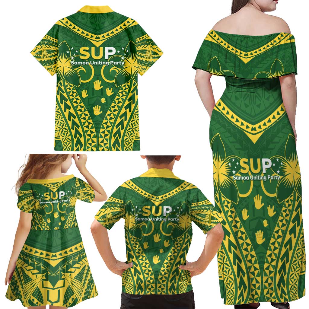 Samoa SUP Family Matching Off Shoulder Maxi Dress and Hawaiian Shirt Samoan Coat Of Arms LT05 - Polynesian Pride