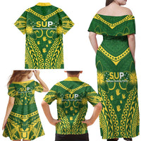 Samoa SUP Family Matching Off Shoulder Maxi Dress and Hawaiian Shirt Samoan Coat Of Arms LT05 - Polynesian Pride