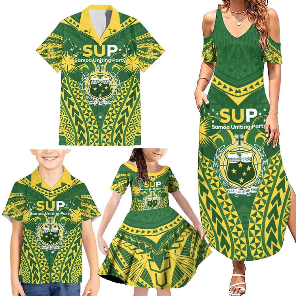 Samoa SUP Family Matching Summer Maxi Dress and Hawaiian Shirt Samoan Coat Of Arms LT05 - Polynesian Pride
