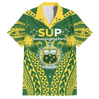 Samoa SUP Family Matching Summer Maxi Dress and Hawaiian Shirt Samoan Coat Of Arms LT05 Dad's Shirt - Short Sleeve Green - Polynesian Pride