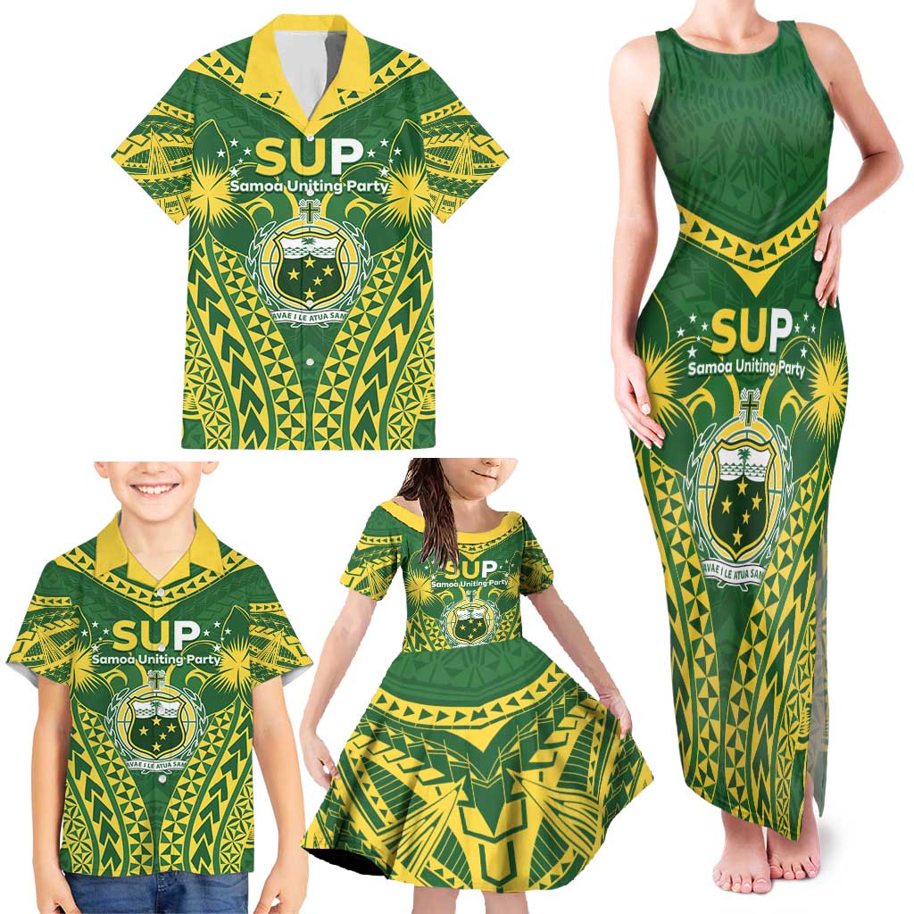 Samoa SUP Family Matching Tank Maxi Dress and Hawaiian Shirt Samoan Coat Of Arms LT05 - Polynesian Pride