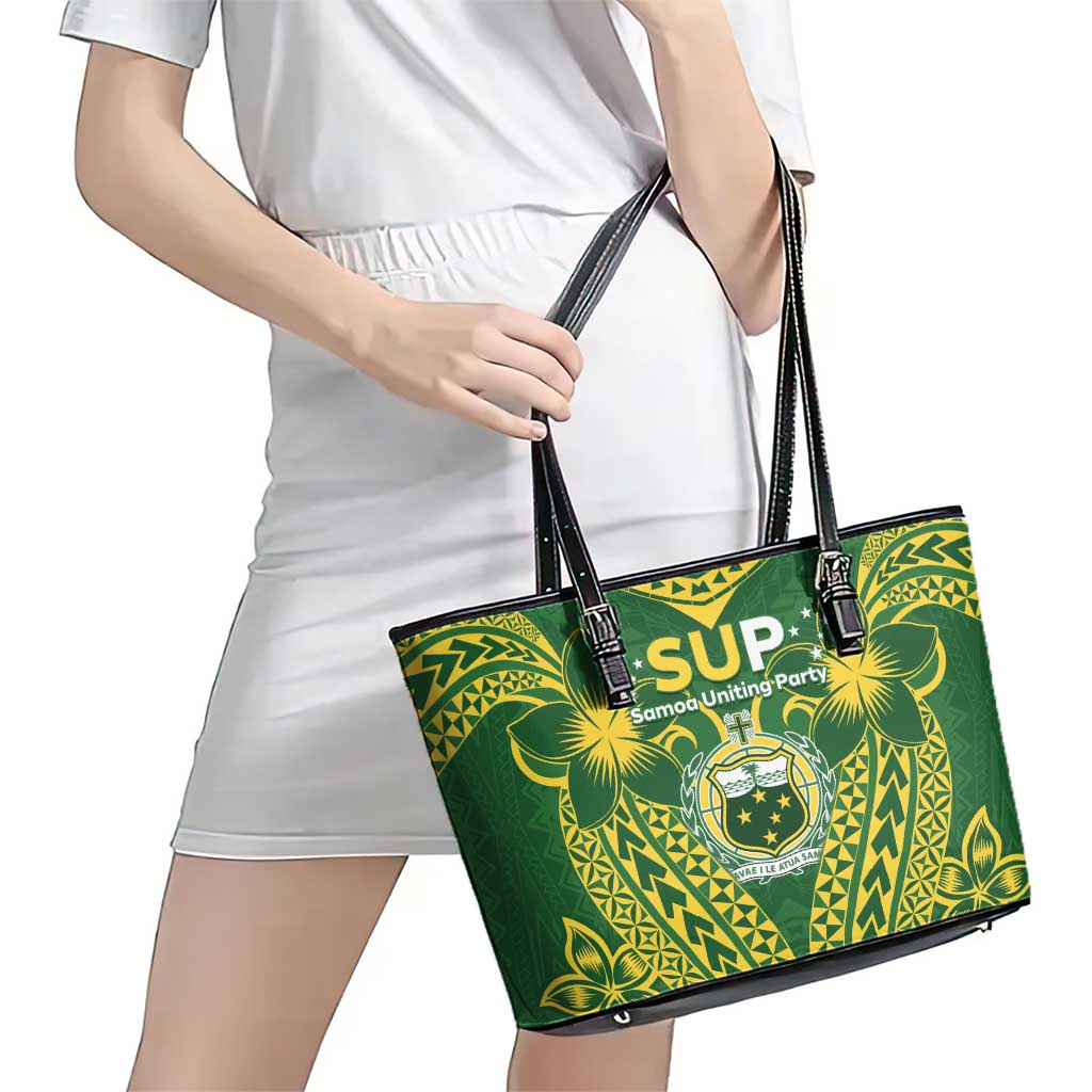 Samoa SUP Leather Tote Bag Samoan Coat Of Arms - Polynesian Pride
