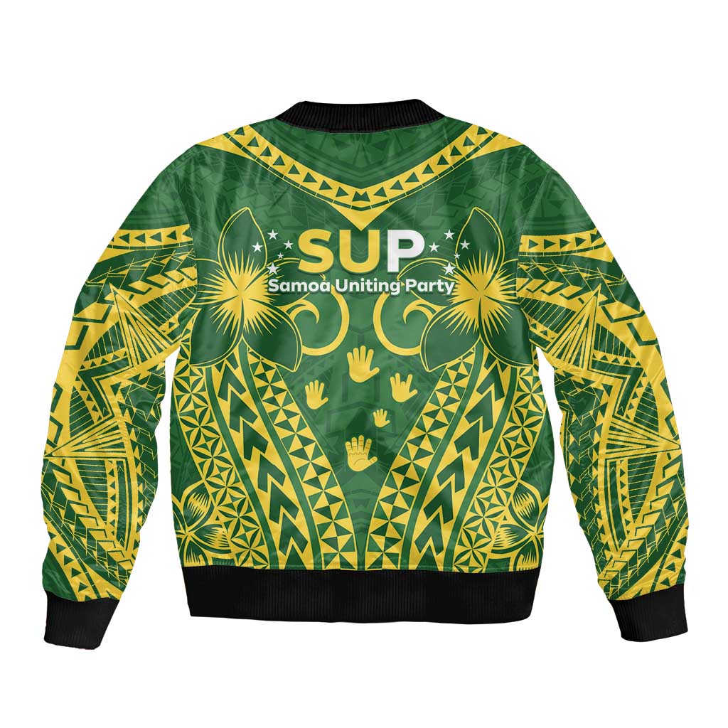 Samoa SUP Sleeve Zip Bomber Jacket Samoan Coat Of Arms - Polynesian Pride