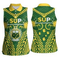 Samoa SUP Women Sleeveless Polo Shirt Samoan Coat Of Arms - Polynesian Pride