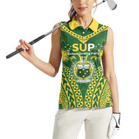 Samoa SUP Women Sleeveless Polo Shirt Samoan Coat Of Arms - Polynesian Pride