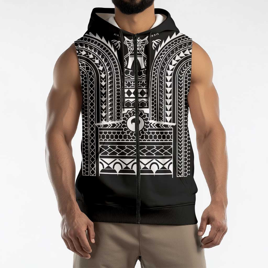 Philippines Igorot Tribal Art Tattoo Black Sleeveless Zip Hoodie - Polynesian Pride