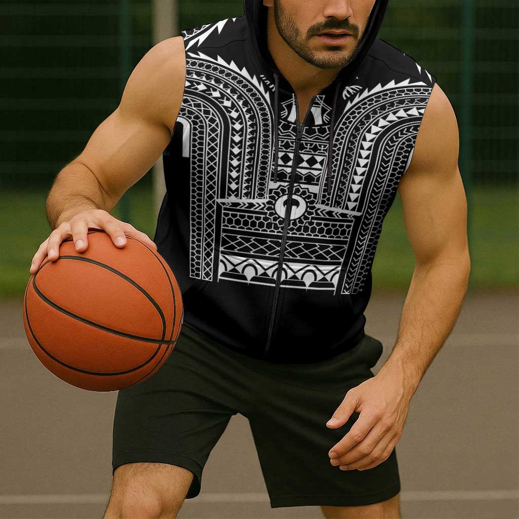 Philippines Igorot Tribal Art Tattoo Black Sleeveless Zip Hoodie - Polynesian Pride