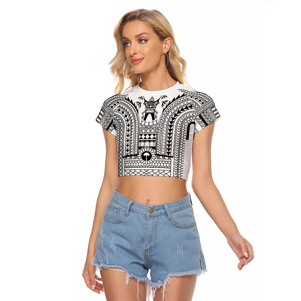 Philippines Igorot Tribal Art Tattoo White Raglan Cropped T Shirt - Polynesian Pride