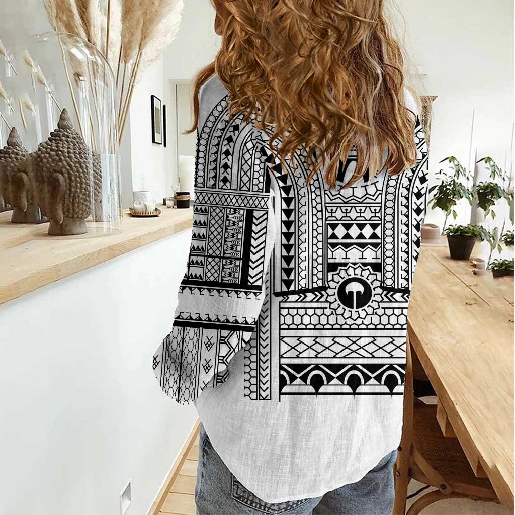 Philippines Igorot Tribal Art Tattoo White Women Casual Shirt - Polynesian Pride
