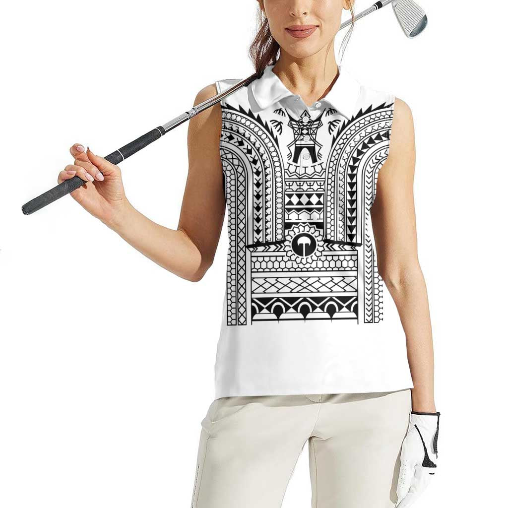 Philippines Igorot Tribal Art Tattoo White Women Sleeveless Polo Shirt - Polynesian Pride