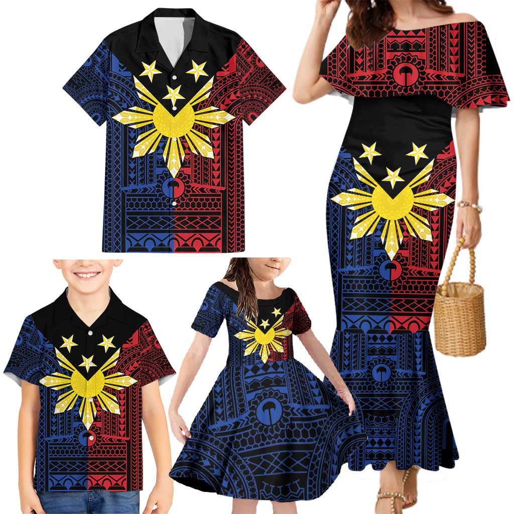 Philippines Sun Star Family Matching Mermaid Dress and Hawaiian Shirt Igorot Tribal Inspiration LT05 - Polynesian Pride