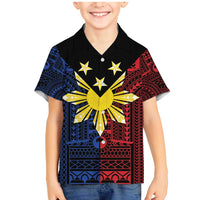 Philippines Sun Star Family Matching Mermaid Dress and Hawaiian Shirt Igorot Tribal Inspiration LT05 Son's Shirt Black - Polynesian Pride