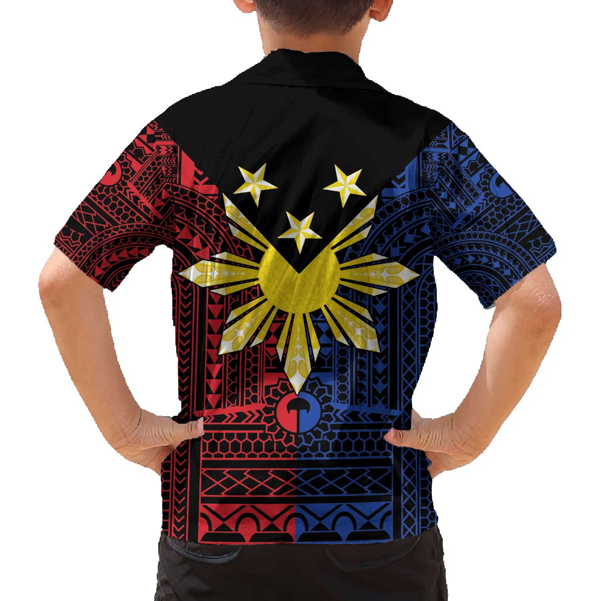 Philippines Sun Star Family Matching Off The Shoulder Long Sleeve Dress and Hawaiian Shirt Igorot Tribal Inspiration LT05 - Polynesian Pride