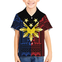 Philippines Sun Star Family Matching Off Shoulder Short Dress and Hawaiian Shirt Igorot Tribal Inspiration LT05 Son's Shirt Black - Polynesian Pride