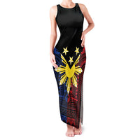 Philippines Sun Star Family Matching Tank Maxi Dress and Hawaiian Shirt Igorot Tribal Inspiration LT05 Mom's Dress Black - Polynesian Pride