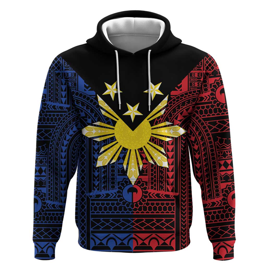Philippines Sun Star Hoodie Igorot Tribal Inspiration LT05 Pullover Hoodie Black - Polynesian Pride
