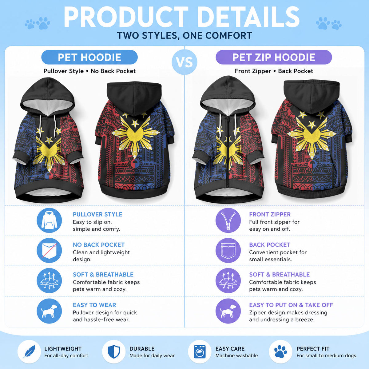 Philippines Sun Star Pet Hoodie Igorot Tribal Inspiration