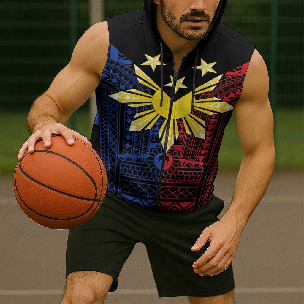 Philippines Sun Star Sleeveless Zip Hoodie Igorot Tribal Inspiration - Polynesian Pride