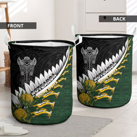 Rugby New Zealand And South Africa Laundry Basket Silver Fern With Springboks LT05 - Polynesian Pride