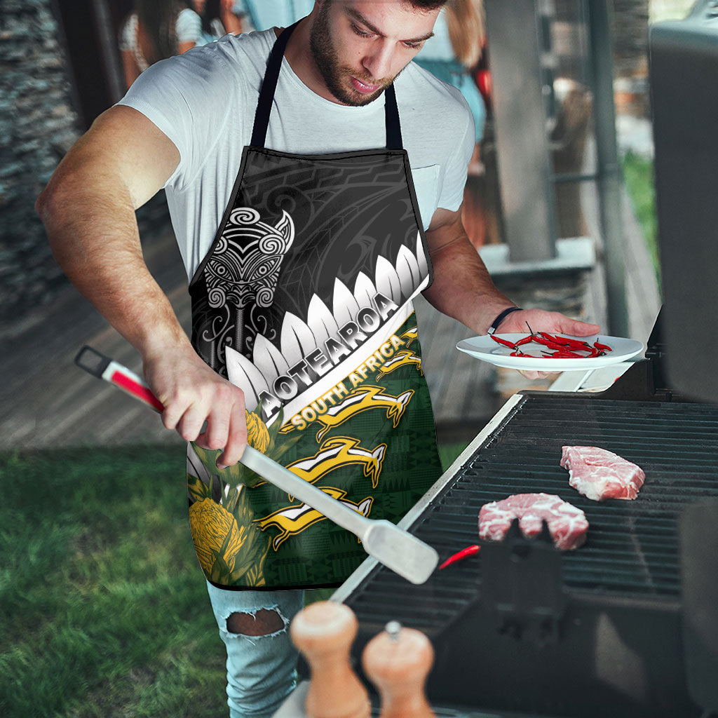 Rugby New Zealand And South Africa Apron Silver Fern With Springboks LT05 - Polynesian Pride