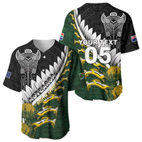 Custom Rugby New Zealand And South Africa Baseball Jersey Silver Fern With Springboks LT05 - Polynesian Pride