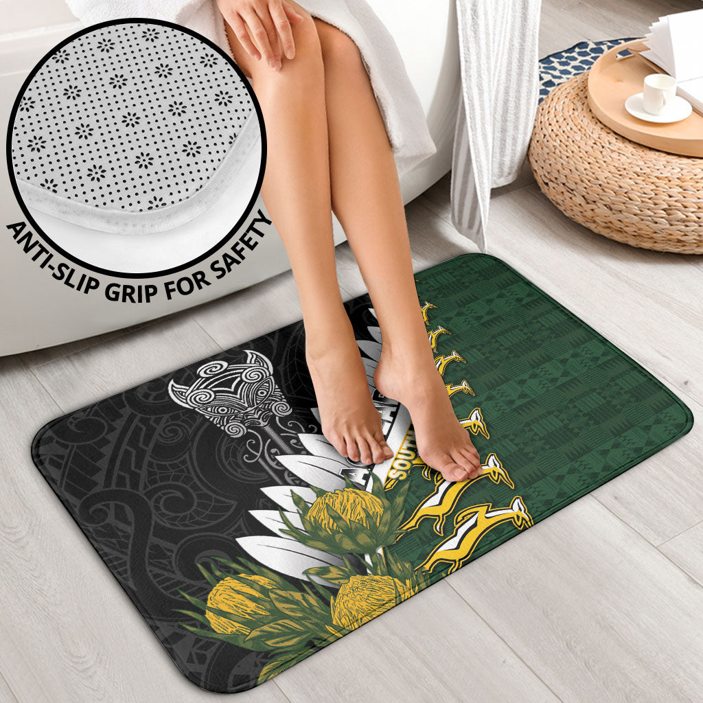 Rugby New Zealand And South Africa Bathroom Set Silver Fern With Springboks LT05 - Polynesian Pride