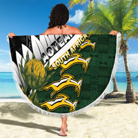 Rugby New Zealand And South Africa Beach Blanket Silver Fern With Springboks LT05 - Polynesian Pride
