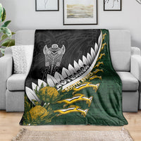 Rugby New Zealand And South Africa Blanket Silver Fern With Springboks LT05 - Polynesian Pride
