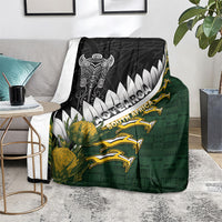 Rugby New Zealand And South Africa Blanket Silver Fern With Springboks LT05 - Polynesian Pride