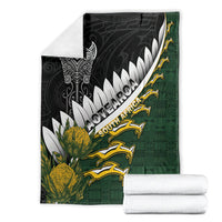 Rugby New Zealand And South Africa Blanket Silver Fern With Springboks LT05 - Polynesian Pride