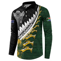 Custom Rugby New Zealand And South Africa Button Sweatshirt Silver Fern With Springboks