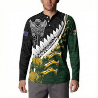 Custom Rugby New Zealand And South Africa Button Sweatshirt Silver Fern With Springboks