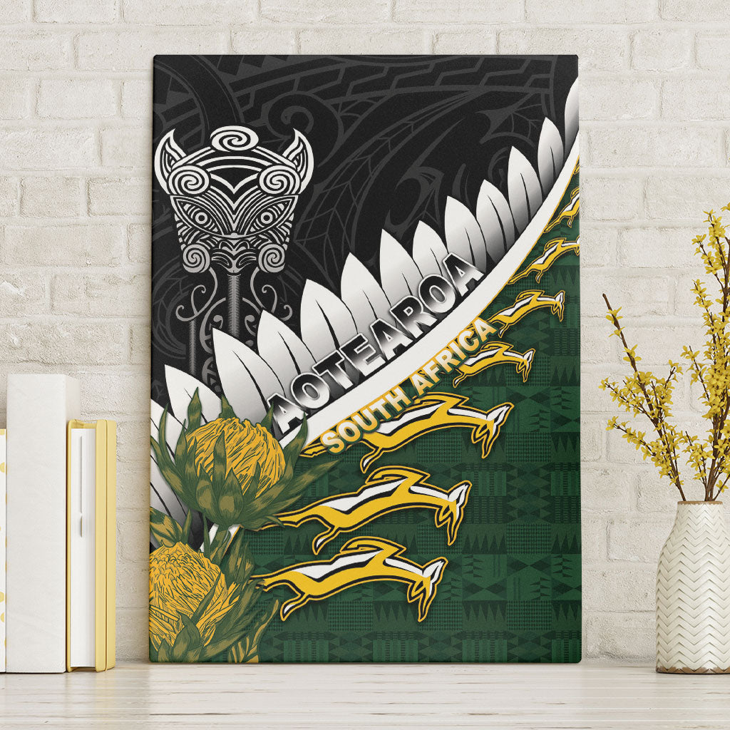 Rugby New Zealand And South Africa Canvas Wall Art Silver Fern With Springboks