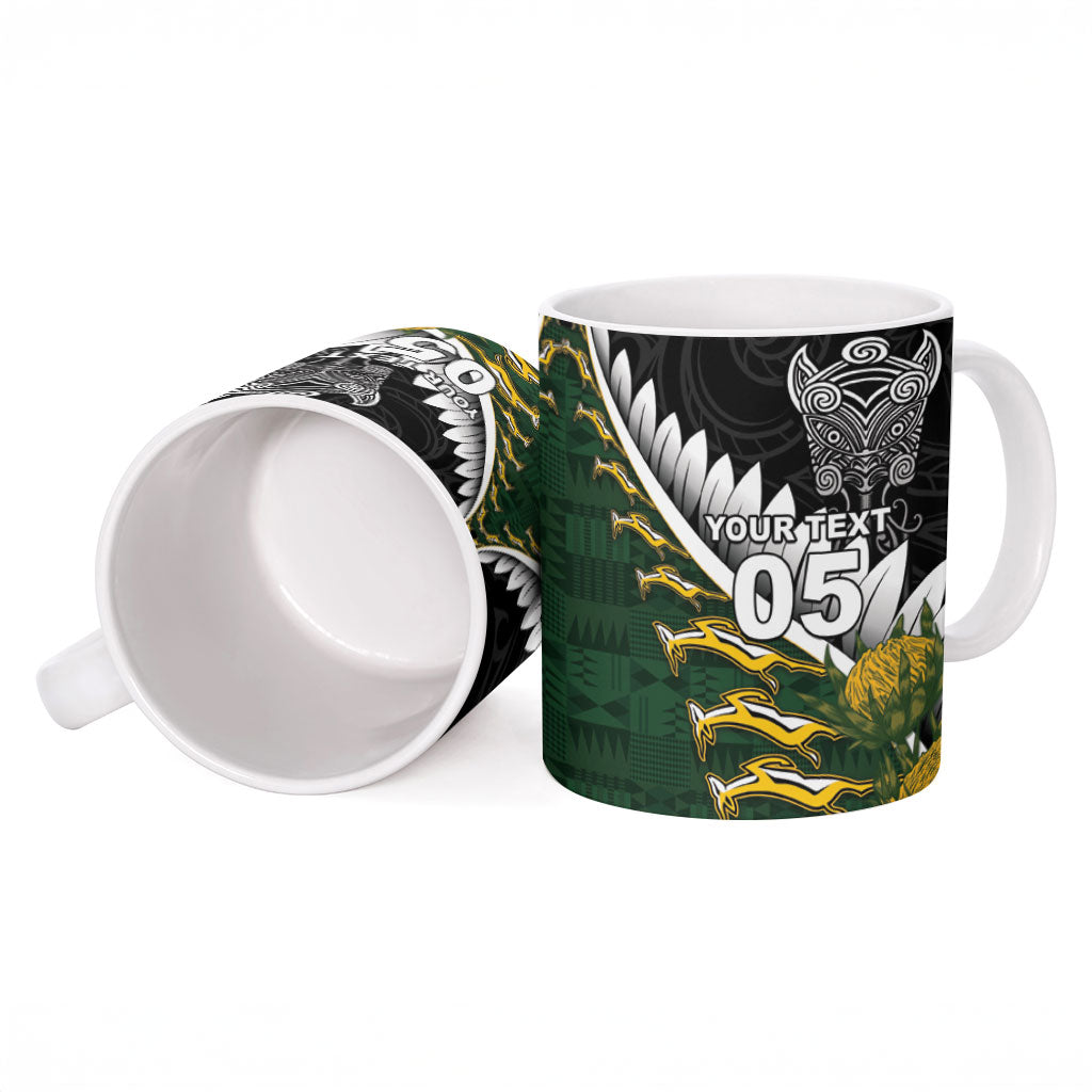 Custom Rugby New Zealand And South Africa Ceramic Mug Silver Fern With Springboks