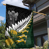 Rugby New Zealand And South Africa Garden Flag Silver Fern With Springboks LT05 - Polynesian Pride