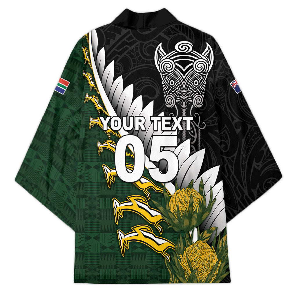 Custom Rugby New Zealand And South Africa Kimono Silver Fern With Springboks LT05 - Polynesian Pride