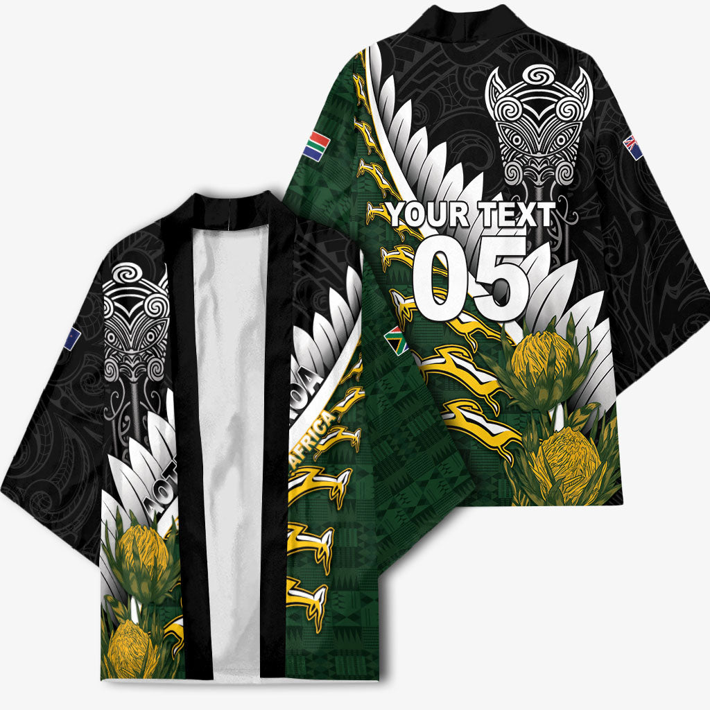 Custom Rugby New Zealand And South Africa Kimono Silver Fern With Springboks LT05 - Polynesian Pride