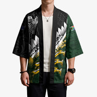 Custom Rugby New Zealand And South Africa Kimono Silver Fern With Springboks LT05 - Polynesian Pride