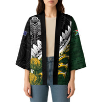 Custom Rugby New Zealand And South Africa Kimono Silver Fern With Springboks LT05 - Polynesian Pride