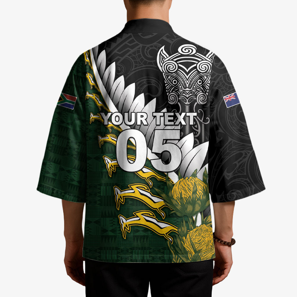 Custom Rugby New Zealand And South Africa Kimono Silver Fern With Springboks LT05 - Polynesian Pride