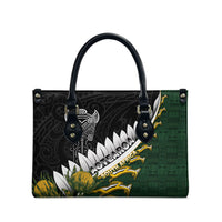Rugby New Zealand And South Africa Leather Bag Silver Fern With Springboks