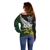 Custom Rugby New Zealand And South Africa Off Shoulder Sweater Silver Fern With Springboks LT05 - Polynesian Pride